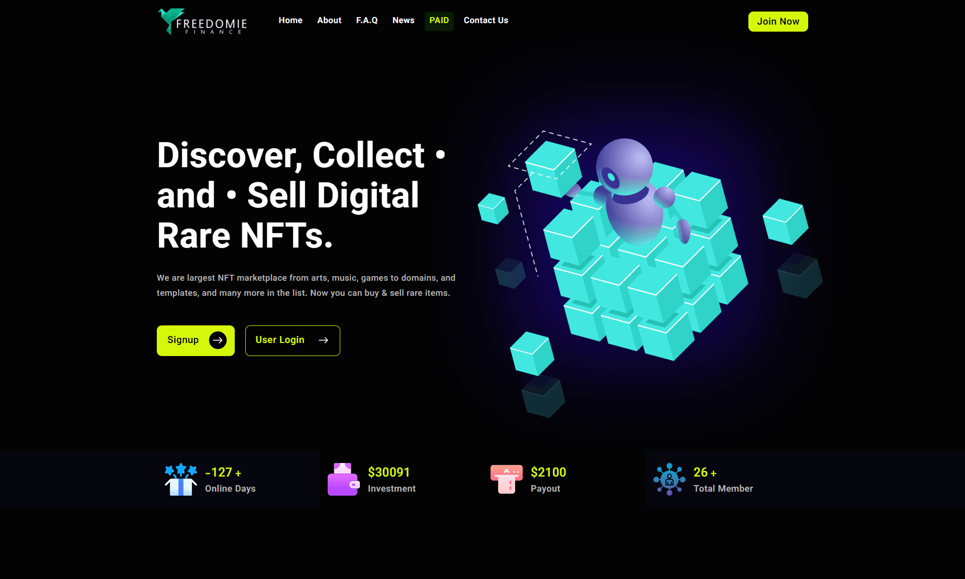 freedomie-finance - NFT Marketplace Theme — screenshot 1