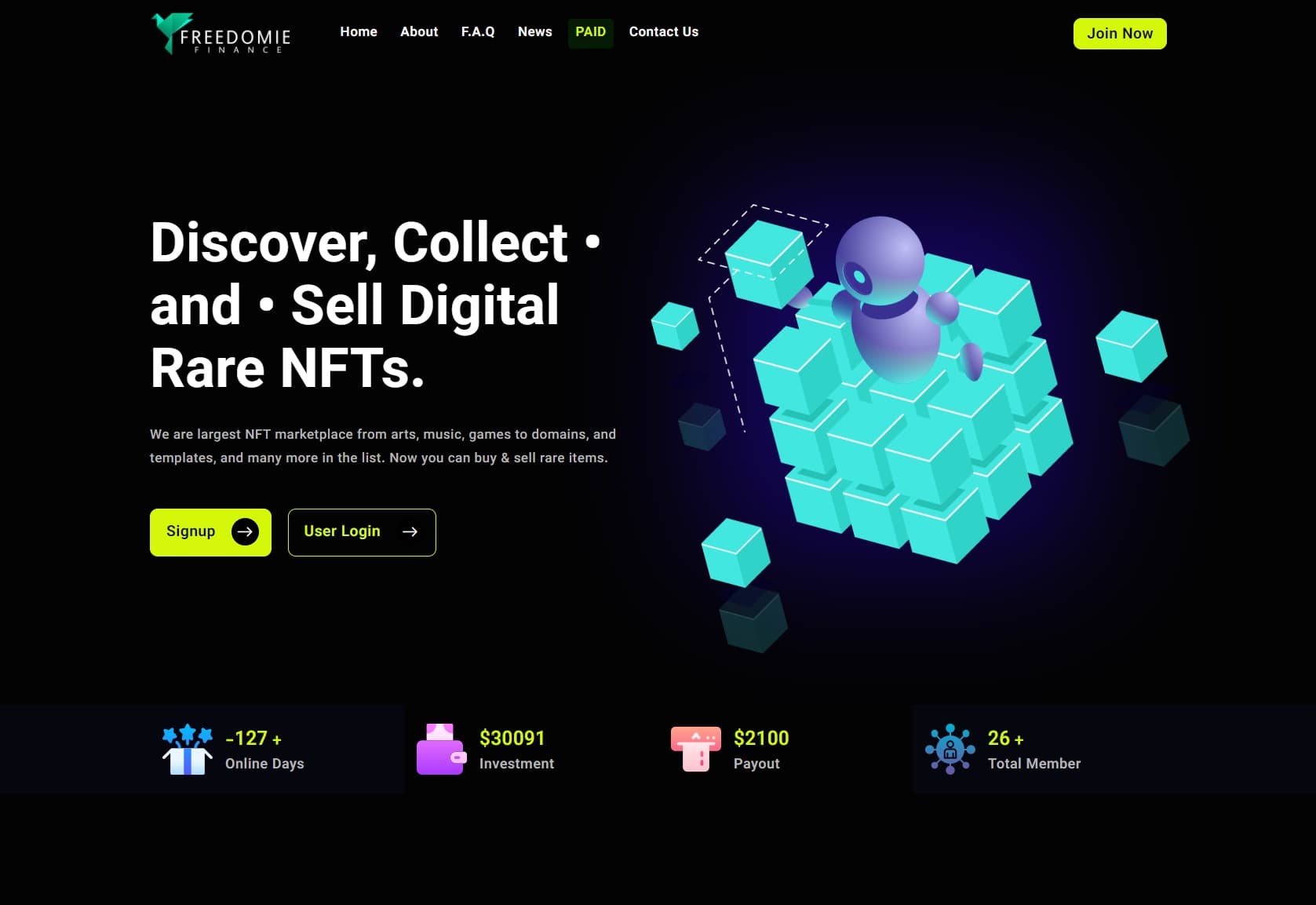freedomie-finance - NFT Marketplace Theme