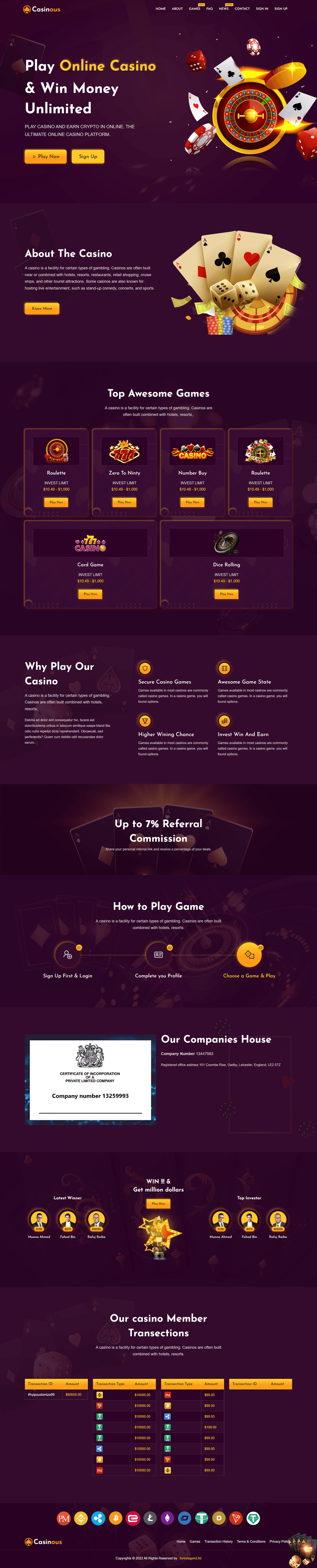 Casinous - Online Casino HTML Template — screenshot 1