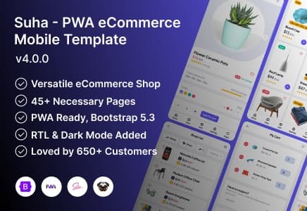 Suha – PWA eCommerce Mobile Template